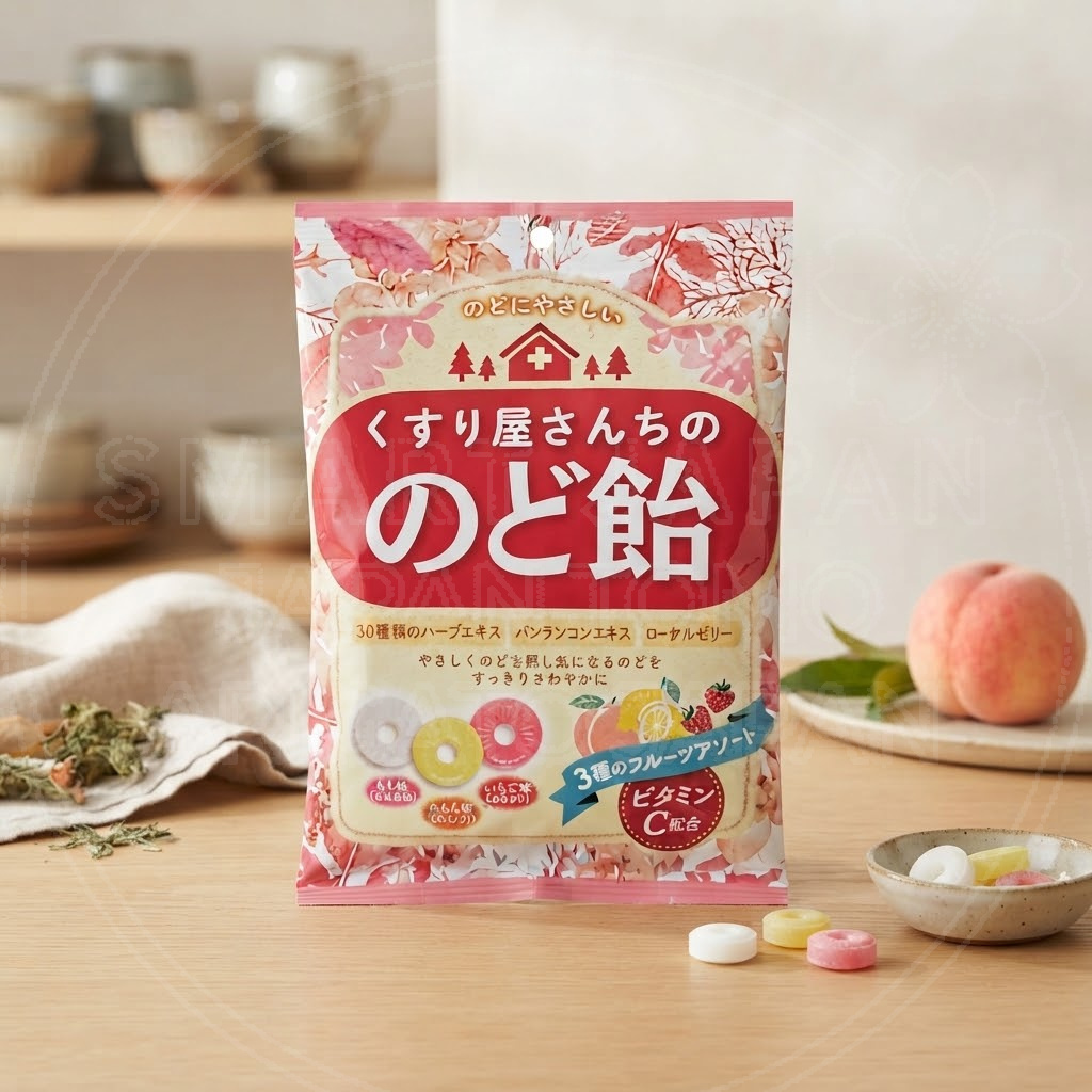 일본 쿠스리야산치 목캔디 3종 과일맛 핑크 70g
